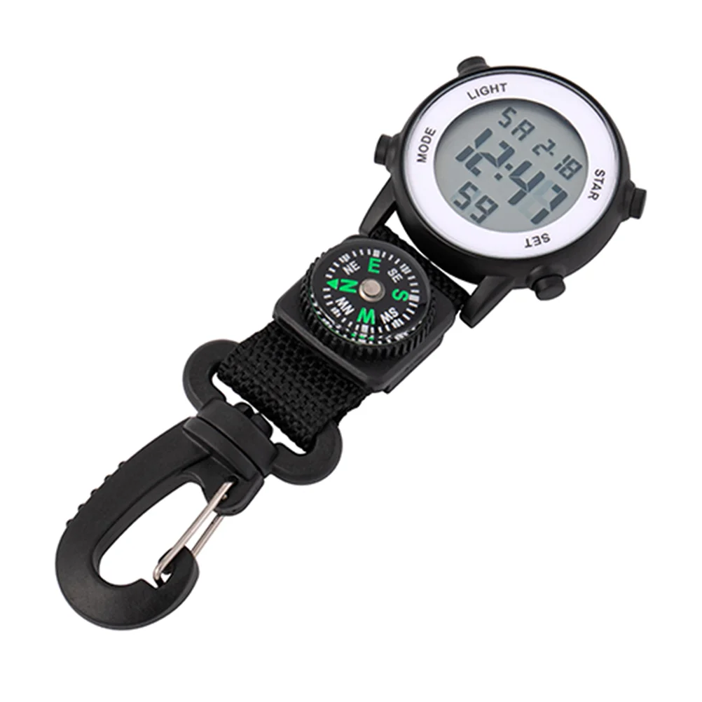 

Multi-function Wall Watch Nylon Strap Pocket Electronic for Men Watches Carabiner