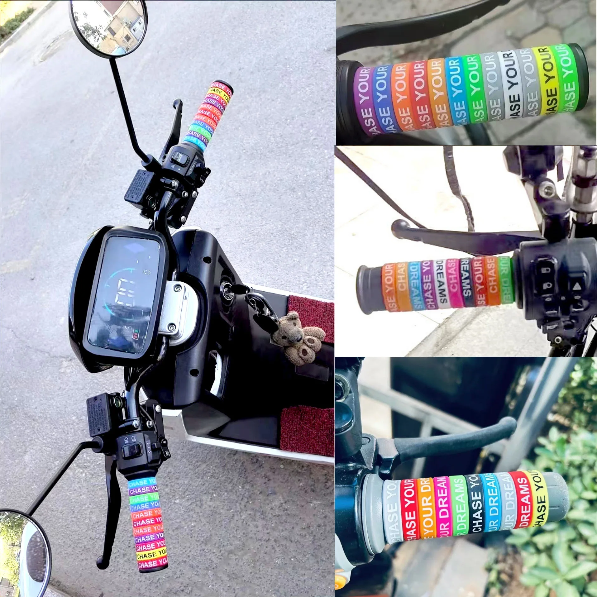 

13/17/30 мм силиконовый нескользящий чехол на ручку, летнее водонепроницаемое противоскользящее кольцо, защитные чехлы на руль мотоцикла, электрического велосипеда