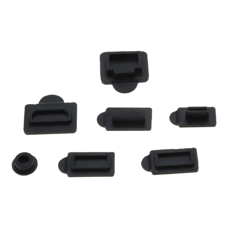 6pcs /7pcs Black Silicone Dust Plugs Set USB HDM Interface Anti-dust Cover Dustproof Plug for PS5 Game Console Accessories Parts