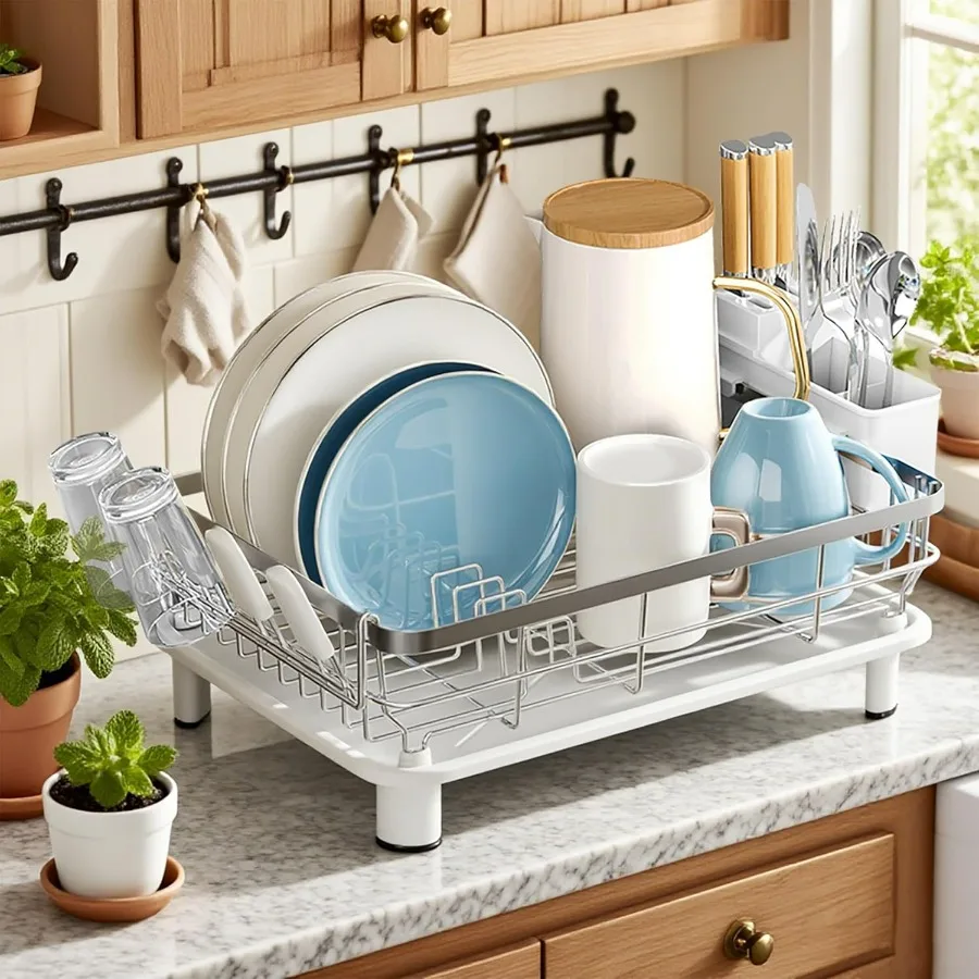 

Сушилка для посуды - Полка для посуды из нержавеющей стали, Полки для посуды для кухонной стойки, Сушилка для кухни со съемным держателем для посуды,