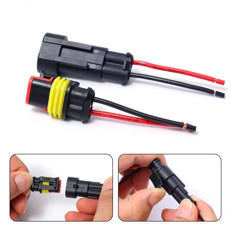 2 Pin Way Plug Waterproof Automotive Car Wire Electrical Connectors Plug with Wire for Car Motorcycle Scooter Marine 2/10pcs