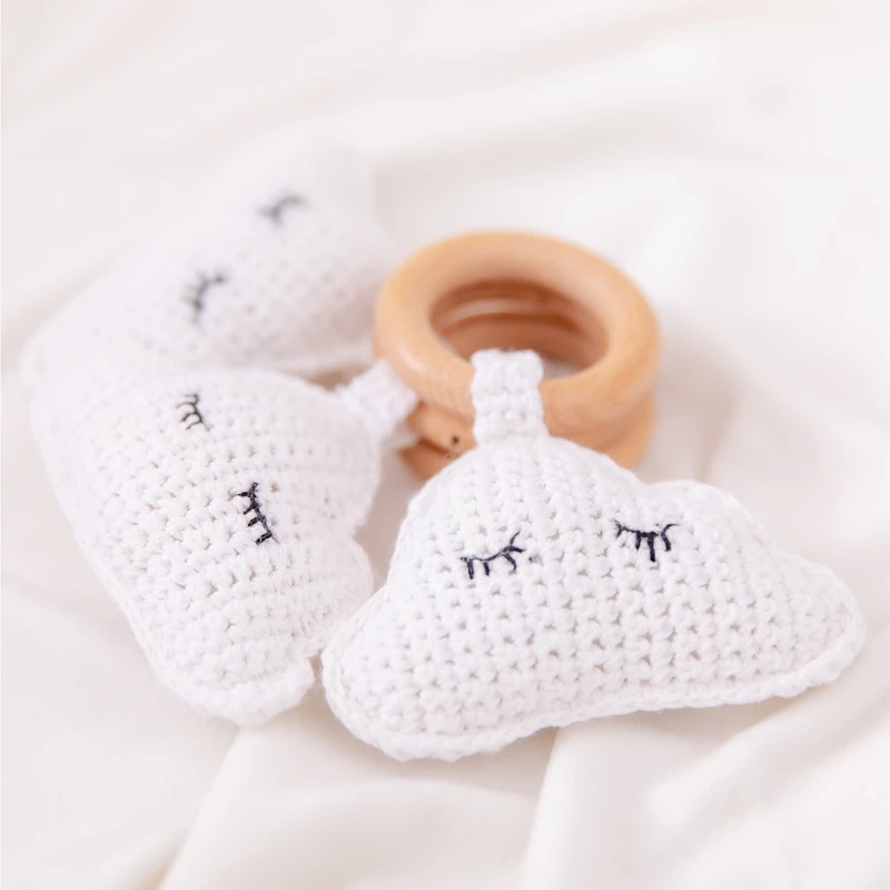 

Baby Wooden Toys Beech Wood Moon Rattle Car Blocks Toy Crochet Cloud Teether Ring Baby Product Mobile Pram Crib Toy Newborn Gift