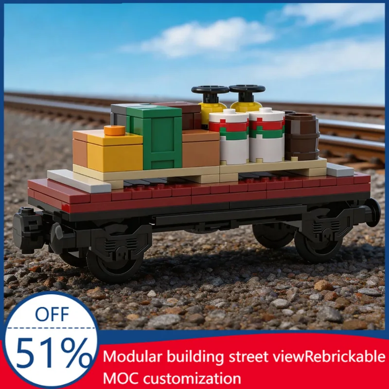 

95 PCS MOC Urban Freight Train Flatbed Truck Model DIY Building Block Technology Assembly Creative Type Toy Kid Birthday Gifts