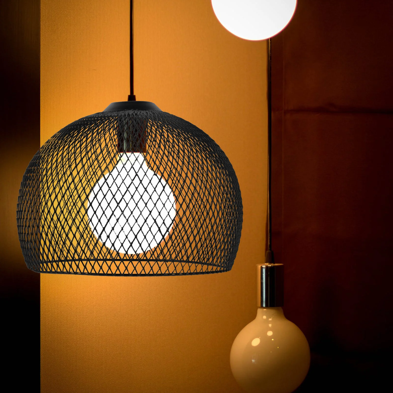 240x230 Black Mesh Metal Lamp Shade Lampshade Modern Decorative Light Accessory Pendant Chandelier Shade Replacement