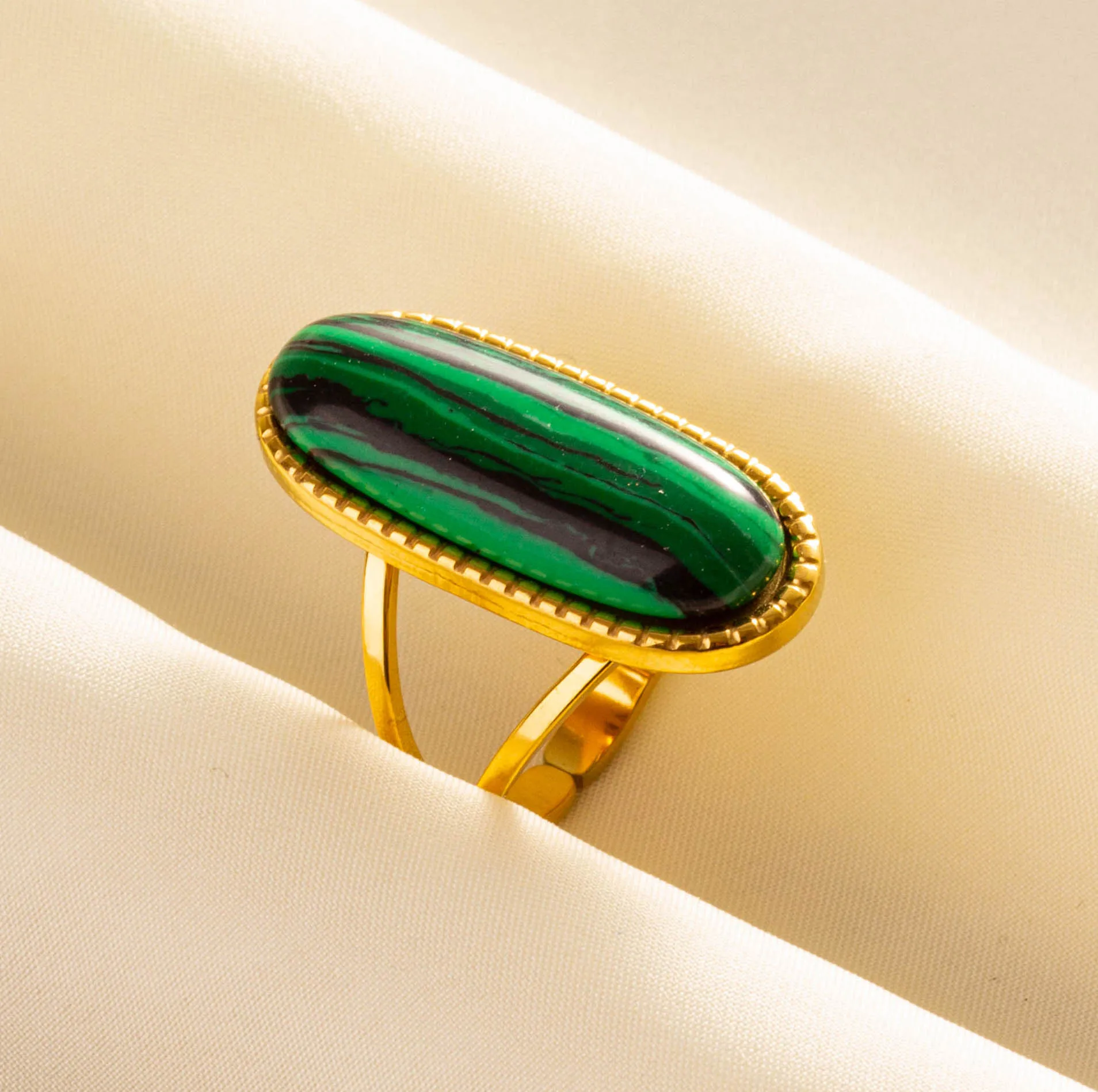 5PCS Stainless Steel Rings Bohemian Jewelry Green Gemstone Gold Plated Knuckle Turquoise Rings For Women Girl Gifts Never Fade
