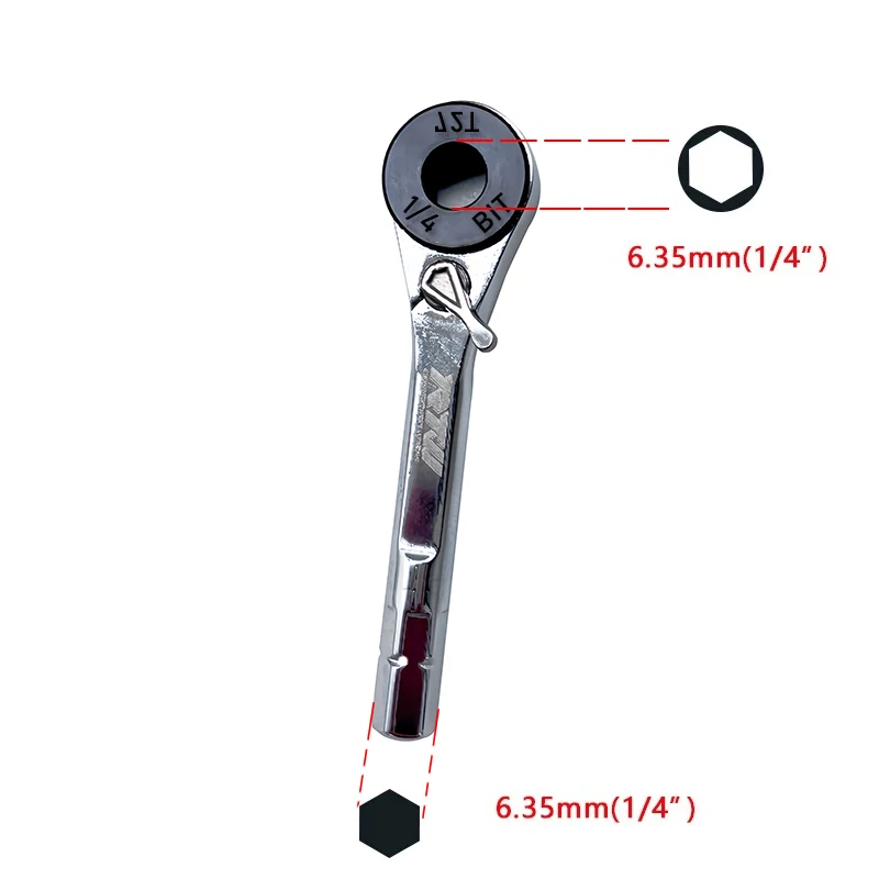 Chave de catraca com alça, soquete rápido, chave de fenda, chaves de torque hexagonal, ferramenta EDC, 1/4 ”, 6.35mm, 1/4\