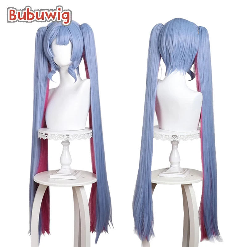 

Bubuwig Synthetic Hair Vocaloid Rabbit Hole Cosplay Wigs 100cm Women Long Straight Blue Mixed Pink Ponytail Wig Heat Resistant