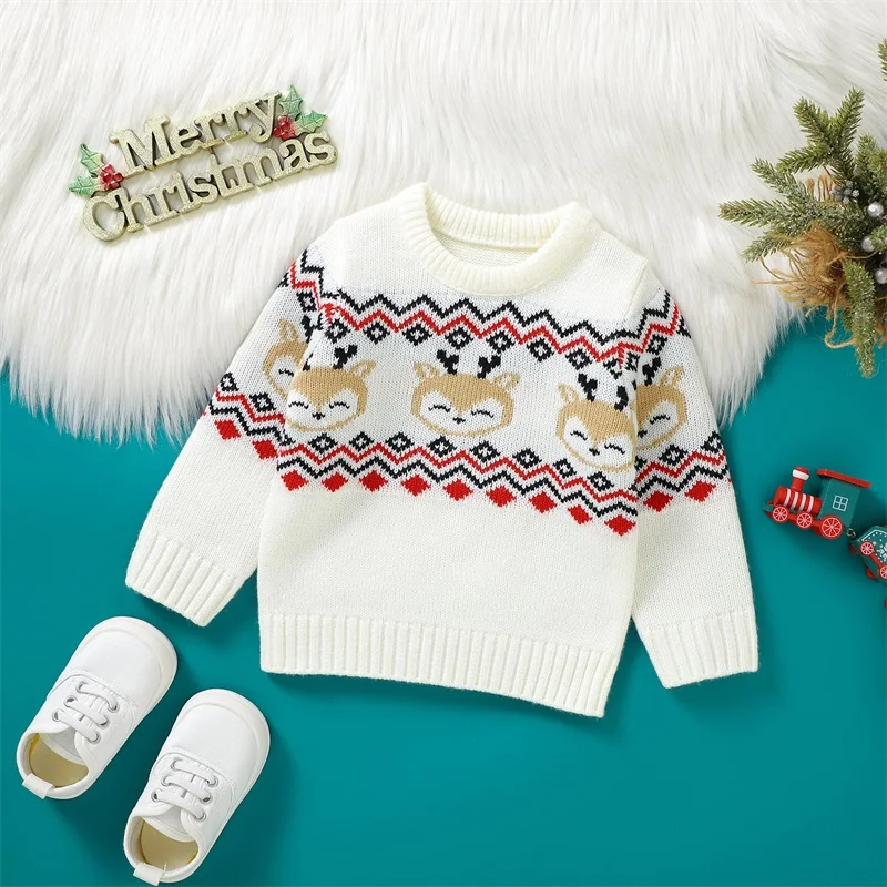 2023-08-17 Lioraitiin 6M-3T Christmas Toddle Baby Girl Boy maglione manica lunga Pullover girocollo lavorato a maglia felpa vestiti di natale