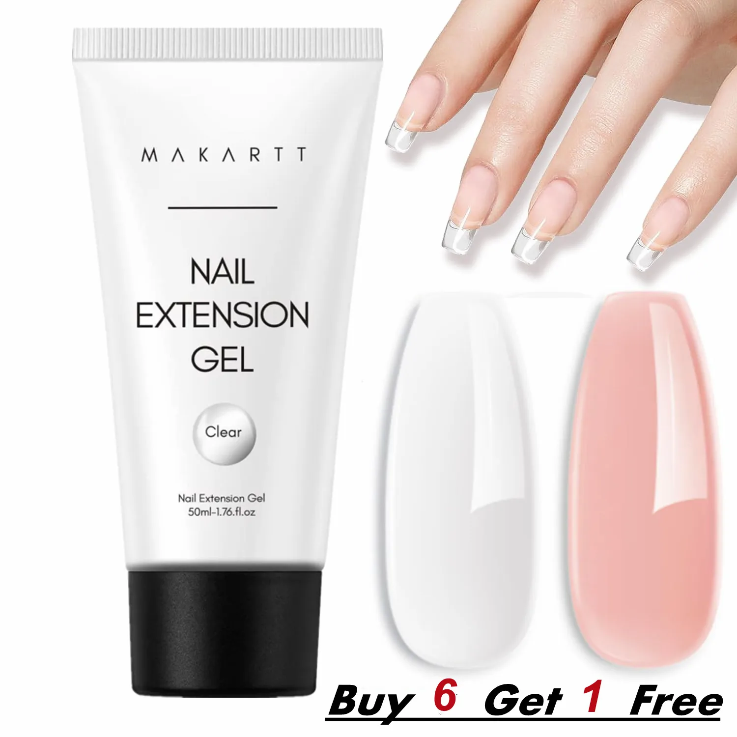 

Makartt Poly Nails Acryl Gel , 50ML Nail Extension Gel Nail Enhancement Gel Clear Pink Hard Builder Gel Varnish Long Lasting