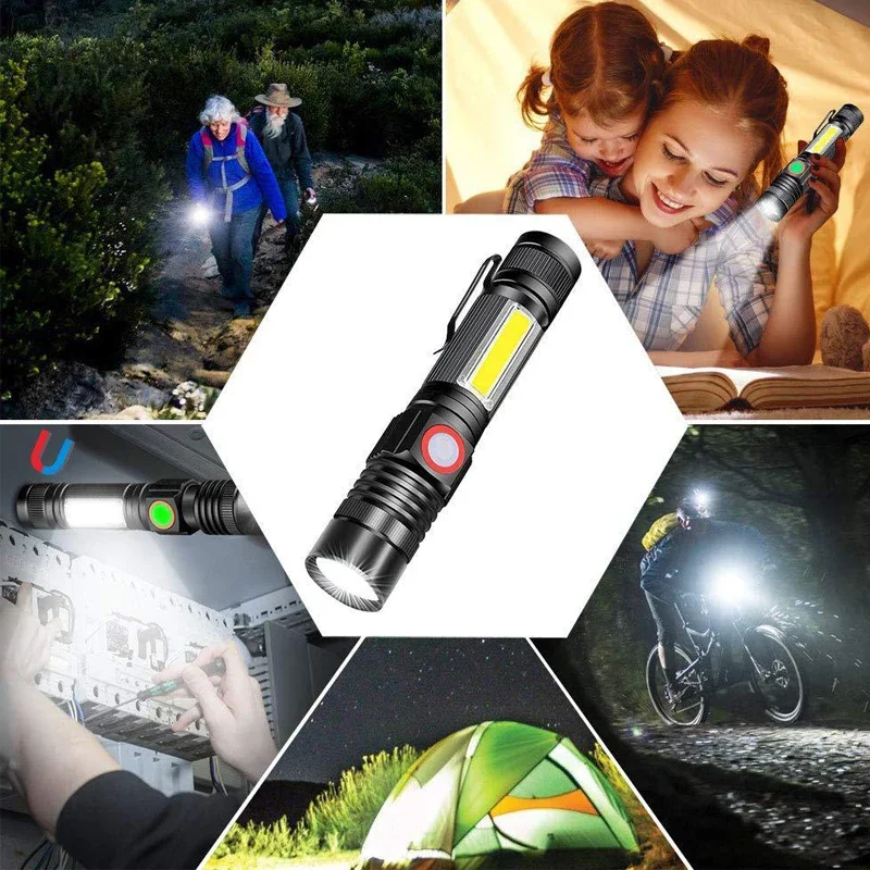 Linterna LED ultrabrillante recargable por USB, luz de bicicleta T6, batería 18650, para ciclismo al aire libre