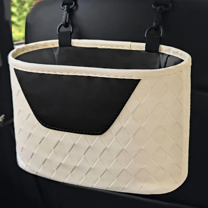 Storage Pockets For Car PU Leather Car Back Seat Organizer Car Interior Storage Bag Vehicle Organizer Bag With Adjustable Straps