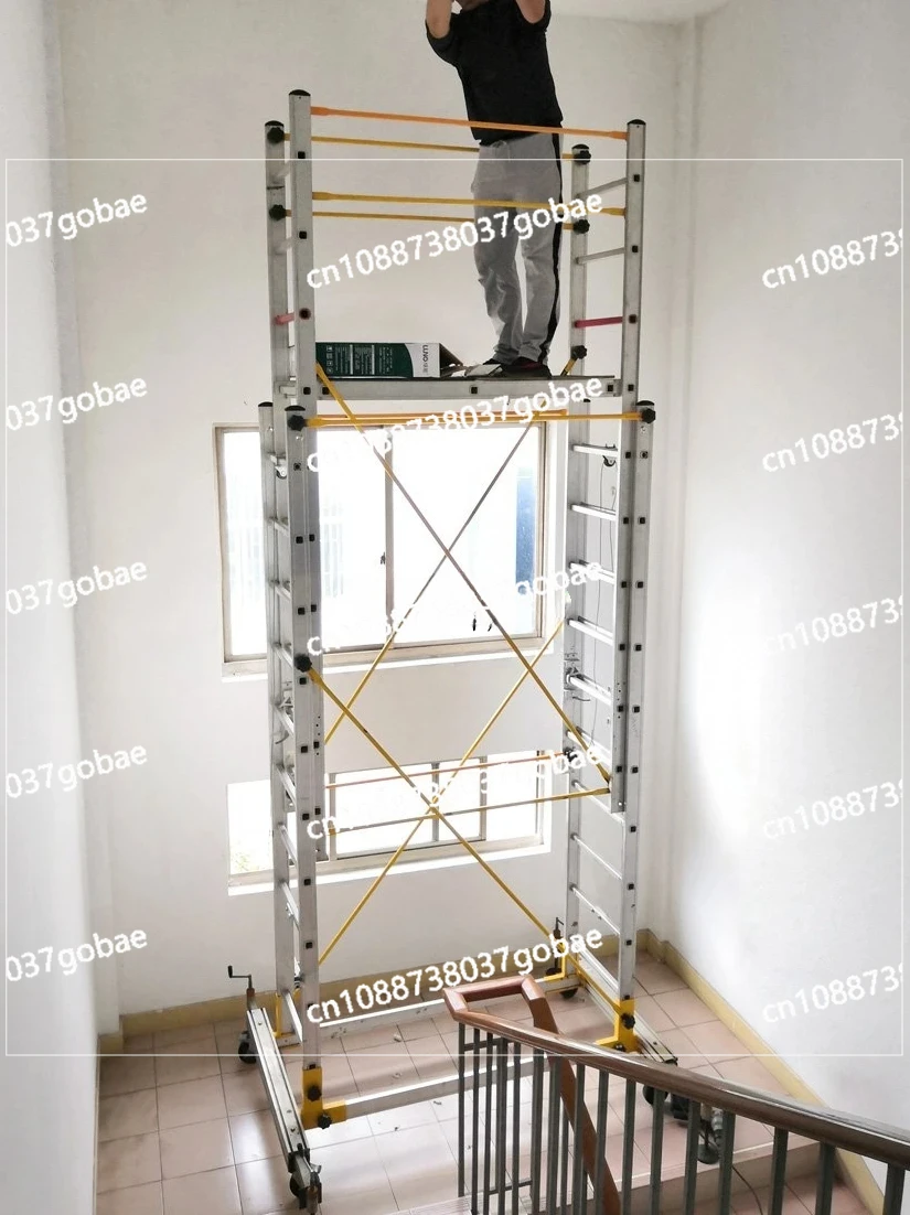 Aluminum Alloy Scaffolding Lift Folding Mobile Engineering Ladder Aerial Work Platform Ladder