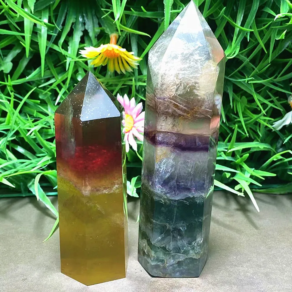 Natural quartz crystal, fluorite, tiger's eye, dreamy purple, magic wand point healing home decoration items
