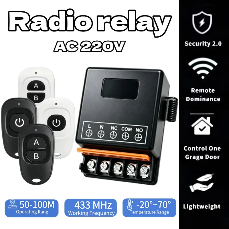 433Mhz Remote Control Switch AC220V Hign Power On off Remote Control Transmitter for Water Pump Motor LED/Electric Appliance