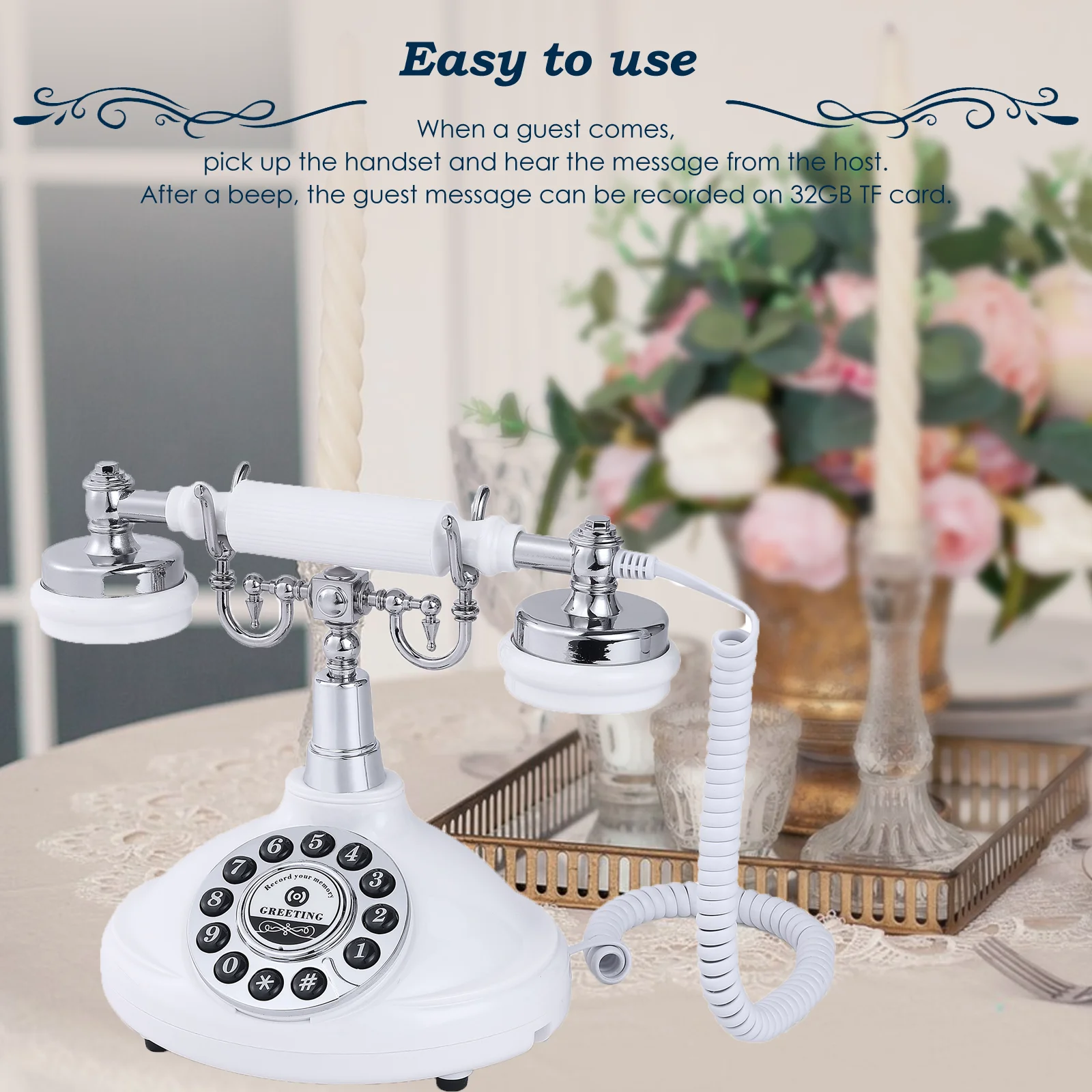 Audio Guest Book Wedding Phone Vintage Style Audio Message Voicemail for Graduation Retirement Party Birthdays Baby Shower