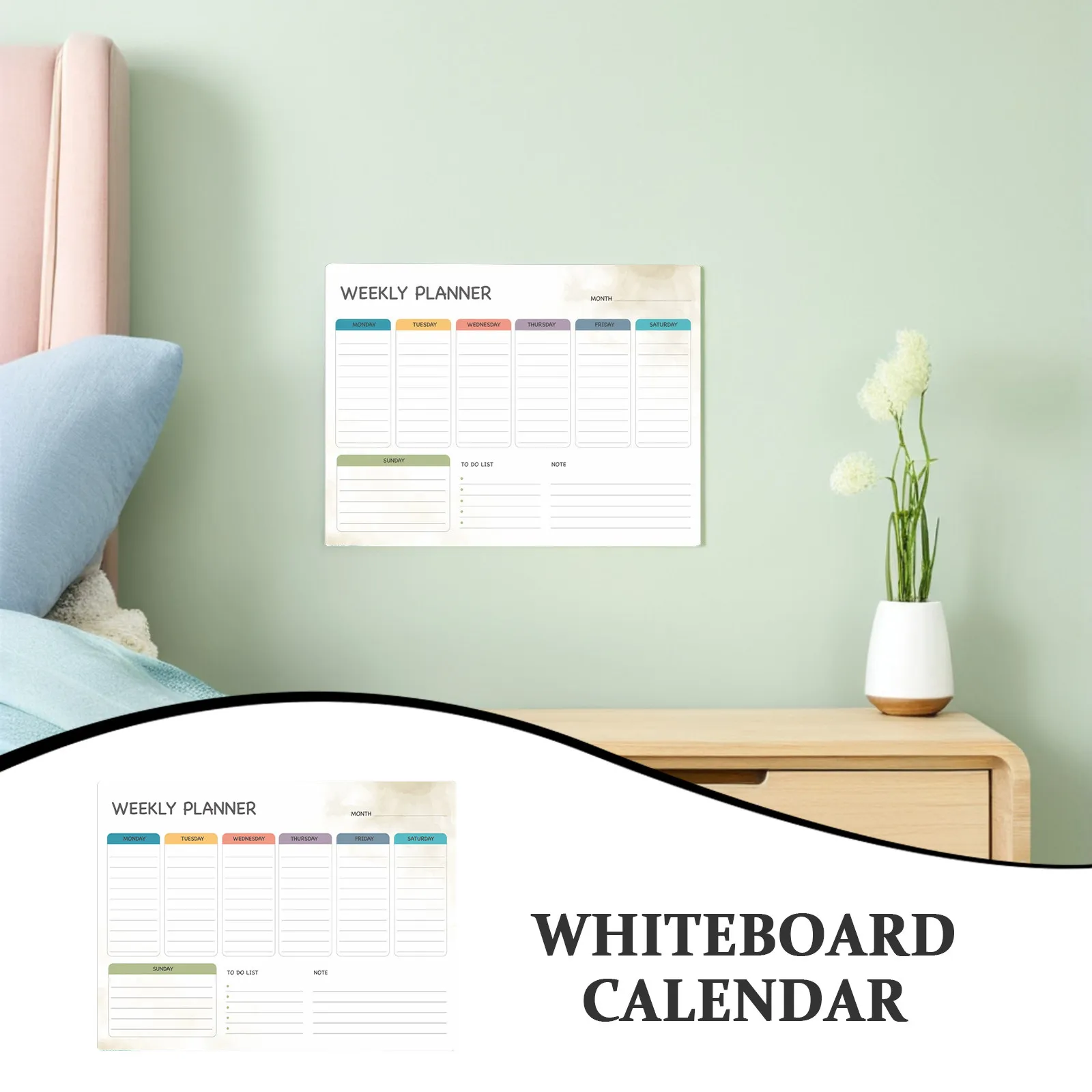 Refrigerator Calendar Board Weekly Dry Erase Adhesive PVC Monthly Planner Whiteboard to Do List Organizer 15.75 X 11.8 Fridge