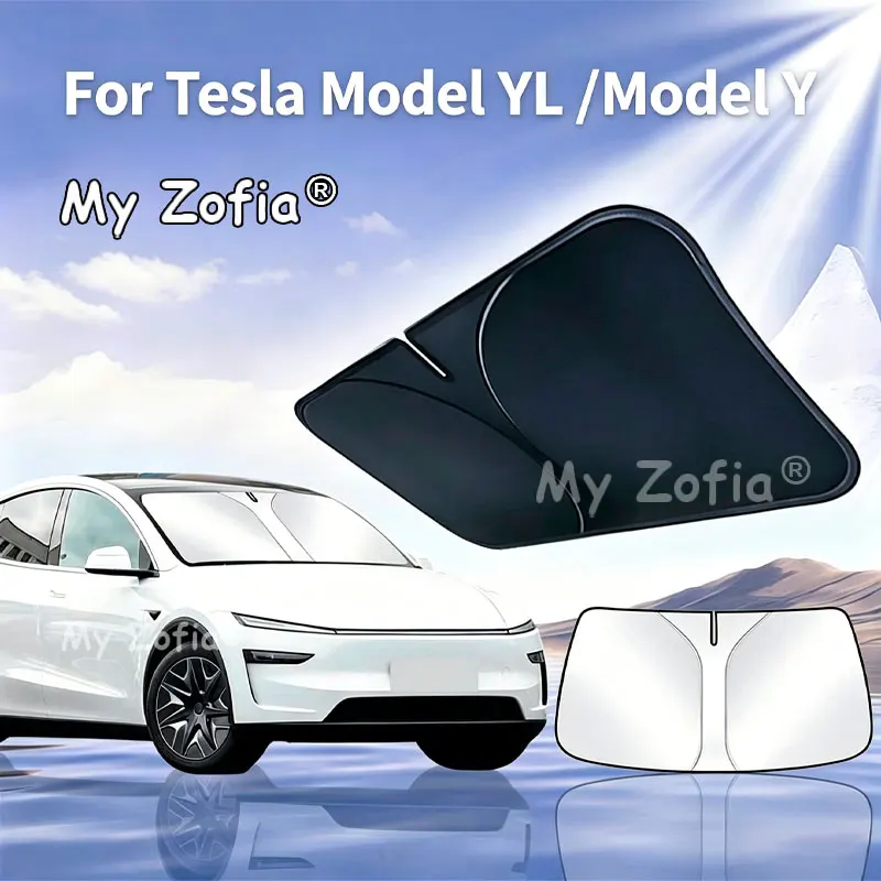 Für Tesla Model YL Model Y Windschutzscheiben-Sonnenschutz UV-Schutz Wärmeisolierung Frontscheiben-Abdeckung Faltbares Zubehör