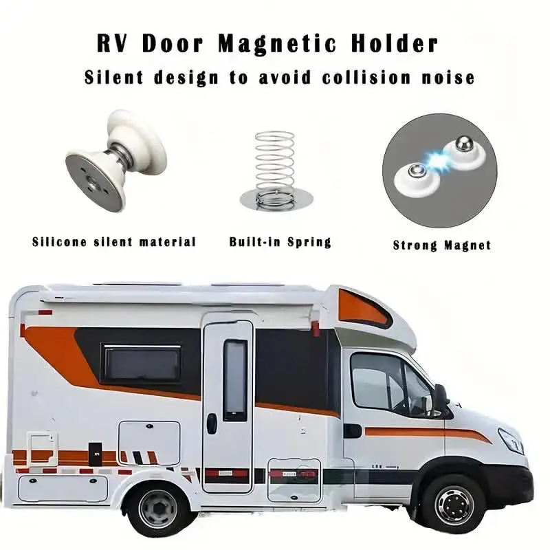 Two silicone magnetic door stops, suitable for RV, trailer, camper van - uncharged luggage door stops, used for safe and quiet R