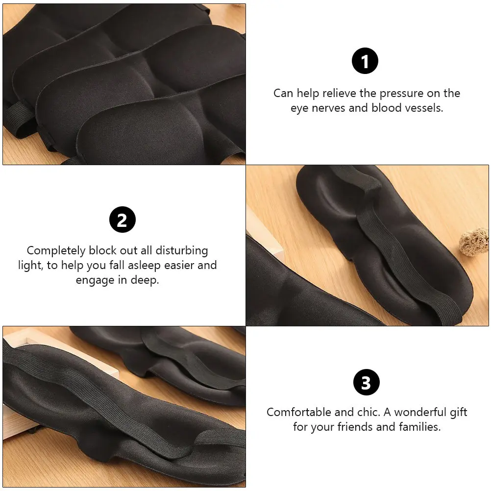 4Pcs Eyeshade for Sleeping Soft Washable 3D Design Sleep Mask Blocks Disturbing Eye Nerve Pressure Enhances Rest