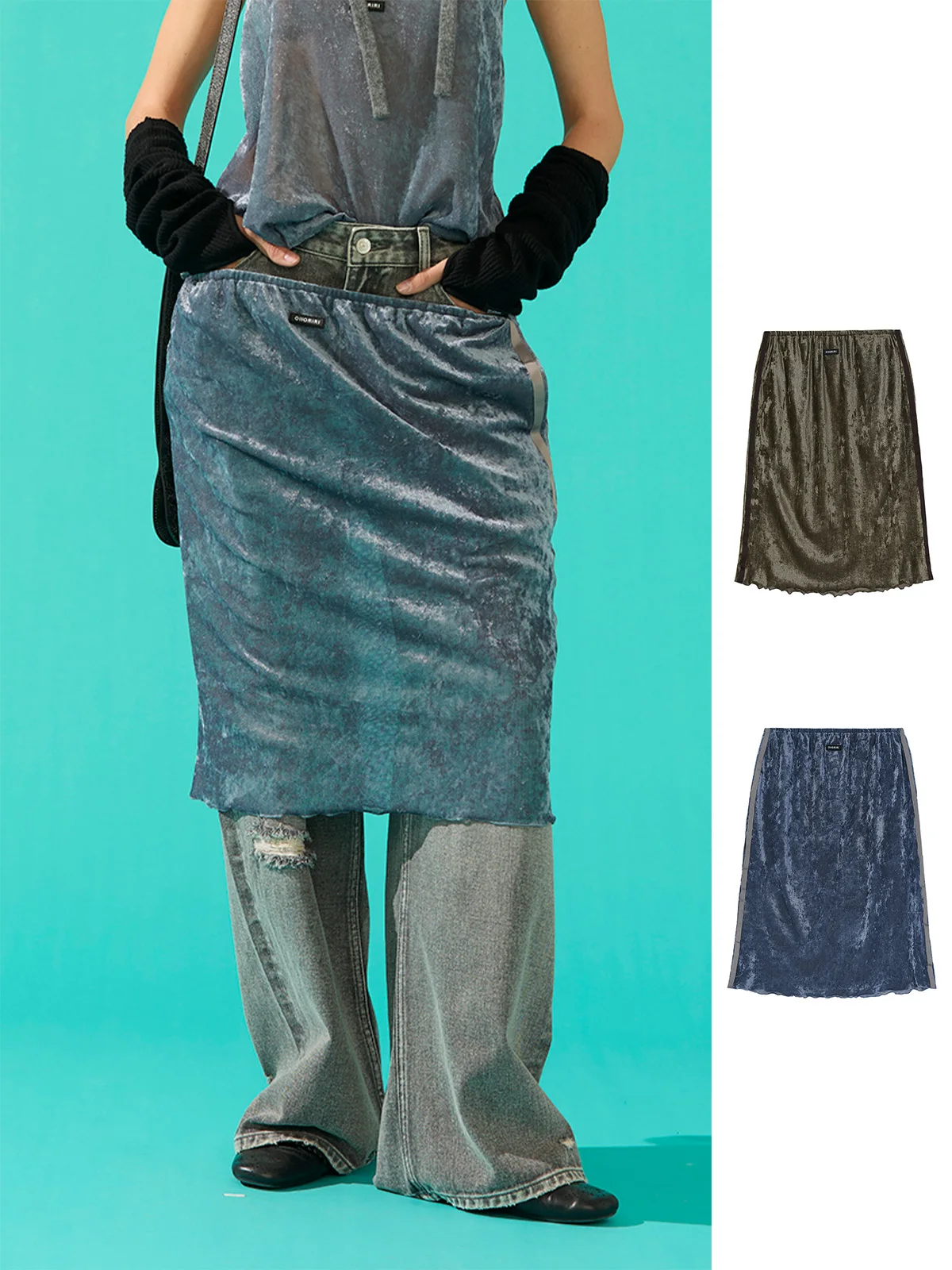 

Юбка OIIORIRI: Винтажная модель ранней осени, с завышенной талией, А-силуэт, из смесового полиэстера, для повседневной носки, женская