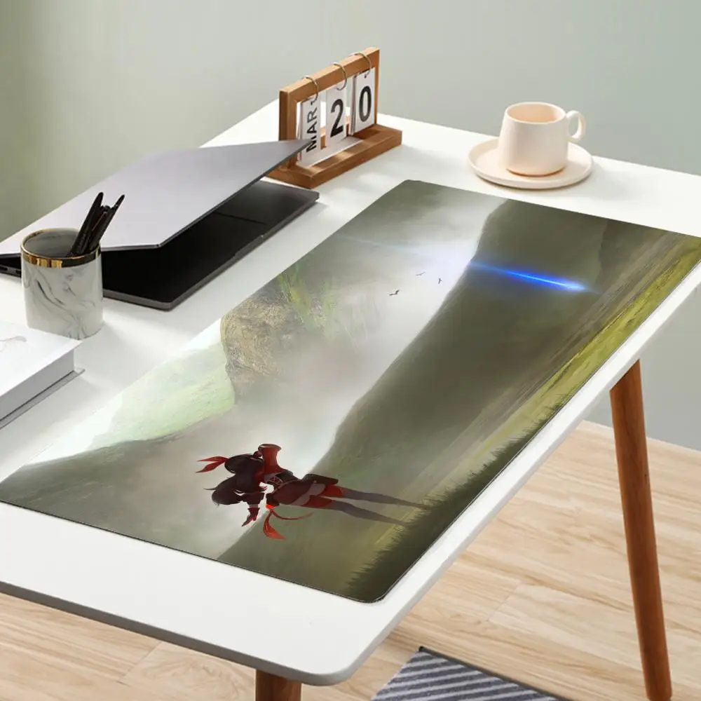 G-Genshin-lmpact-T Mouse Large Gaming Mouse Pad Keyboard Mat Desk Pad  Pad Keyboard Non-Slip Pad PC Mouse Game Keyboard Mouse pa image 4