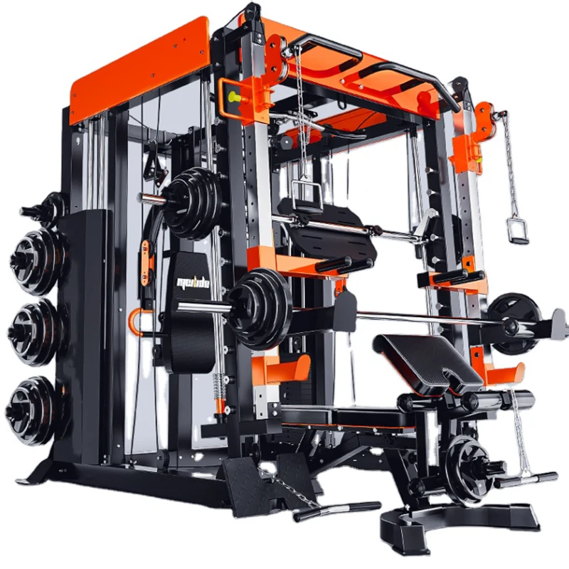 Smith Machine-Banc de Squat Intégré Multifonctionnel, Équipement de Fitness à Portique, Combinaison Complète d'Entraînement à Domicile