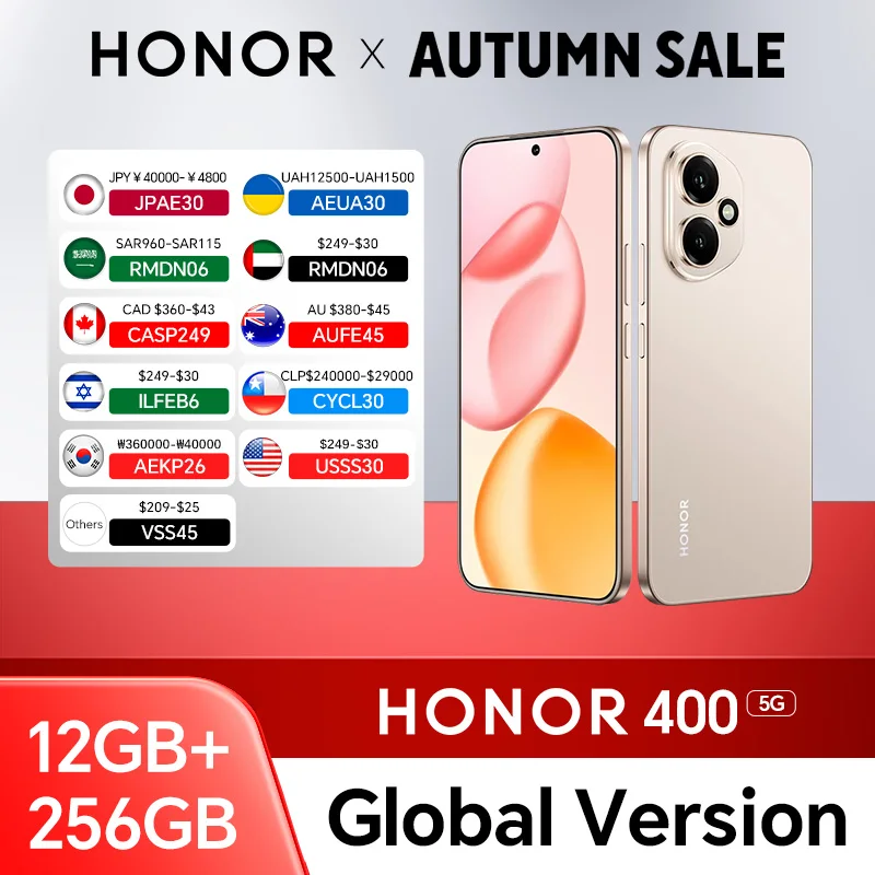 New HONOR 400 Global Version 5G Smartphone 12GB+256GB  6.55'' 120Hz AMOLED Display 200MP AI Main Camera 100W SuperCharge eSIM