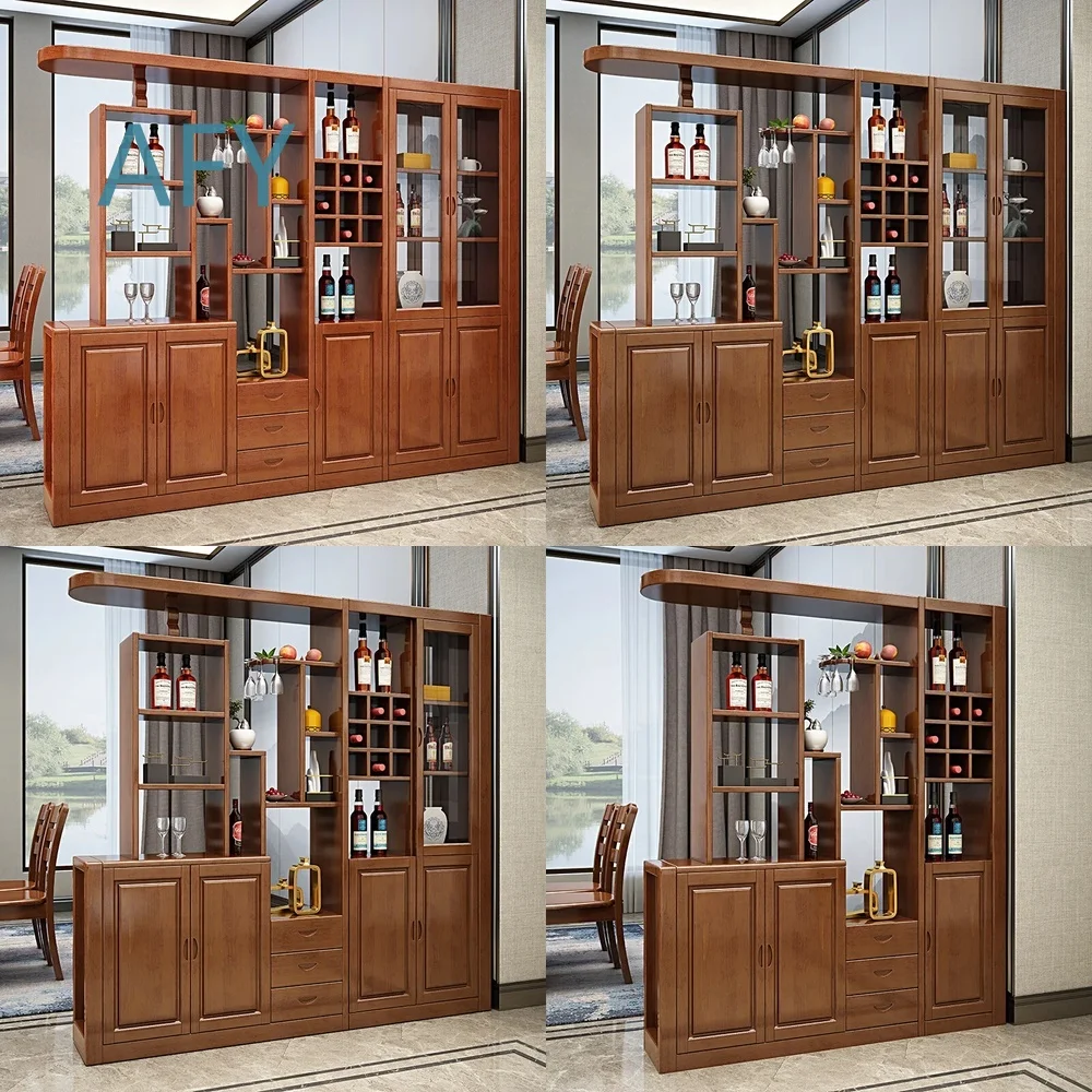 Solid Wood Double-Sided Partition Cabinet for Living Room Bedroom Office Chinese Style Modern Simple Storage Organizer