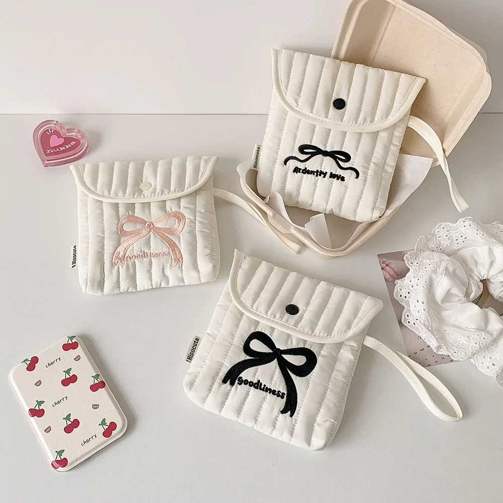 كريم اللون المحمولة صفر عملة المحفظة القوس نمط الفوط الصحية الحقيبة محفظة صغيرة للنساء الفتيات أساسيات السفر