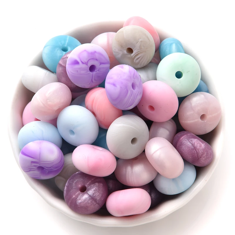50Pcs Abacus Silicone Beads Decorative Loose Beads For Making Jewelry Pacifier Chain Teeth Chew Silicone Beads BPA-Free