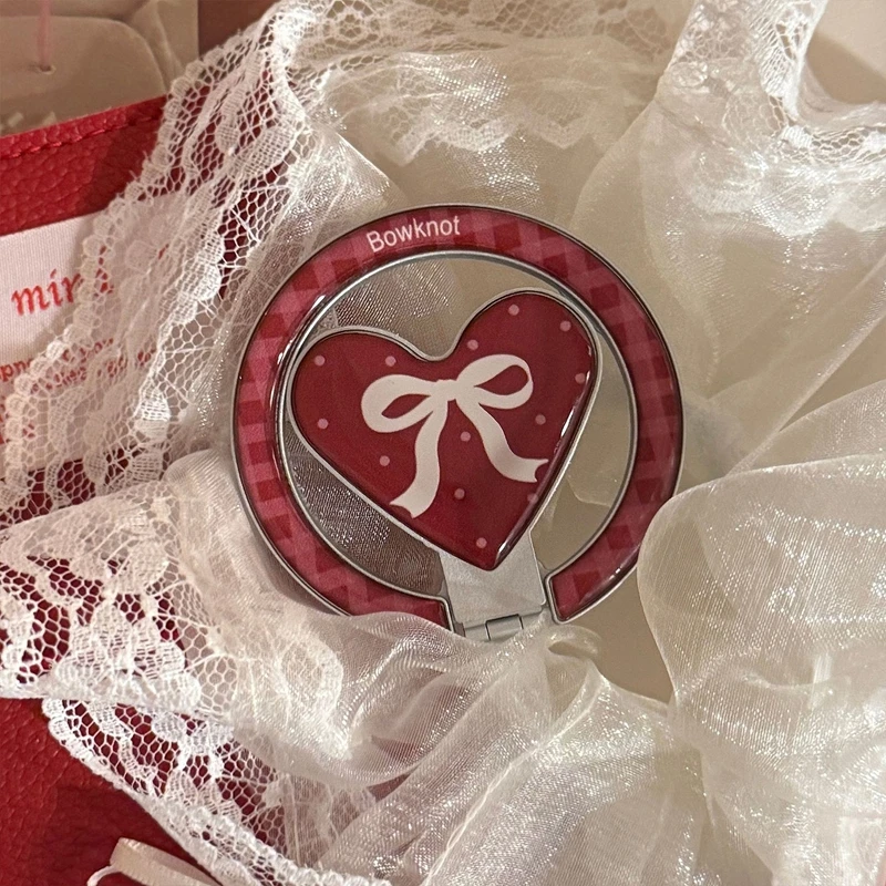 

Ins корейский 3D лук сердце для Magsafe магнитная подставка для телефона для iPhone 17promax держатель для беспроводной зарядки кронштейн ﻿