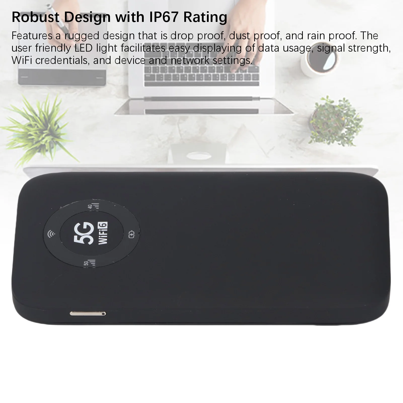 เราเตอร์ไร้สายแบบพกพา รองรับผู้ใช้ 16 คน ไวไฟมือถือ ฮอตสปอต 2.4GHz 5.8GHz ดูอัลแบนด์ ไฟ LED กันน้ำระดับ IP67 ความเร็วสูงพิเศษ 5G สำหรับการเดินทาง