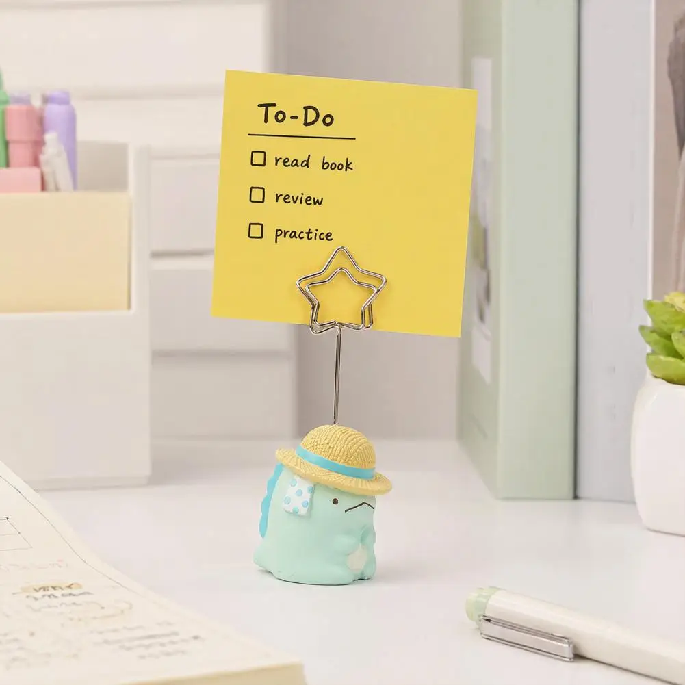 Cute Desktop Organizer Desktop Memo Clip Stand with Cute Cartoon Resin Base Photo Display Holder Table Number Name Card for Home