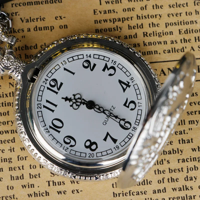 Silver Train Carved Quartz Pocket Watch Men Women Watch Fashion Necklace Pendant Hot Selling Commodity