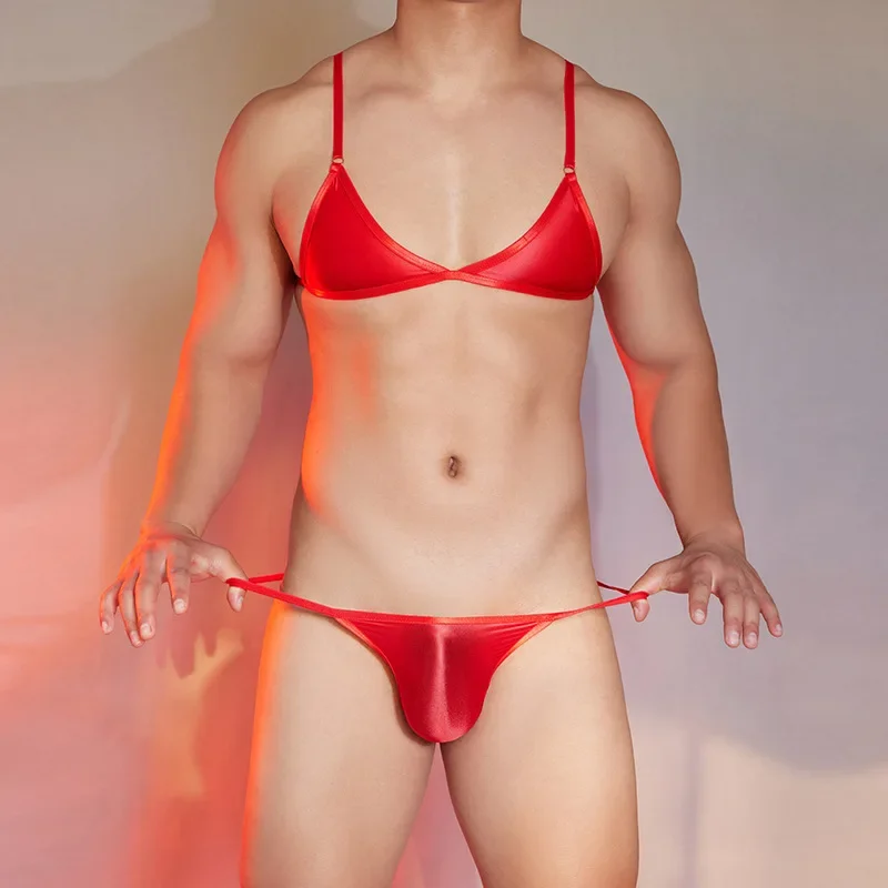 الرجال الصدرية ملخصات الدعاوى مثير ضيق لامعة لامعة عبودية عالية المرونة ثلاث نقاط دعوى SM المثيرة الملابس الداخلية U محدب سيور الجوارب