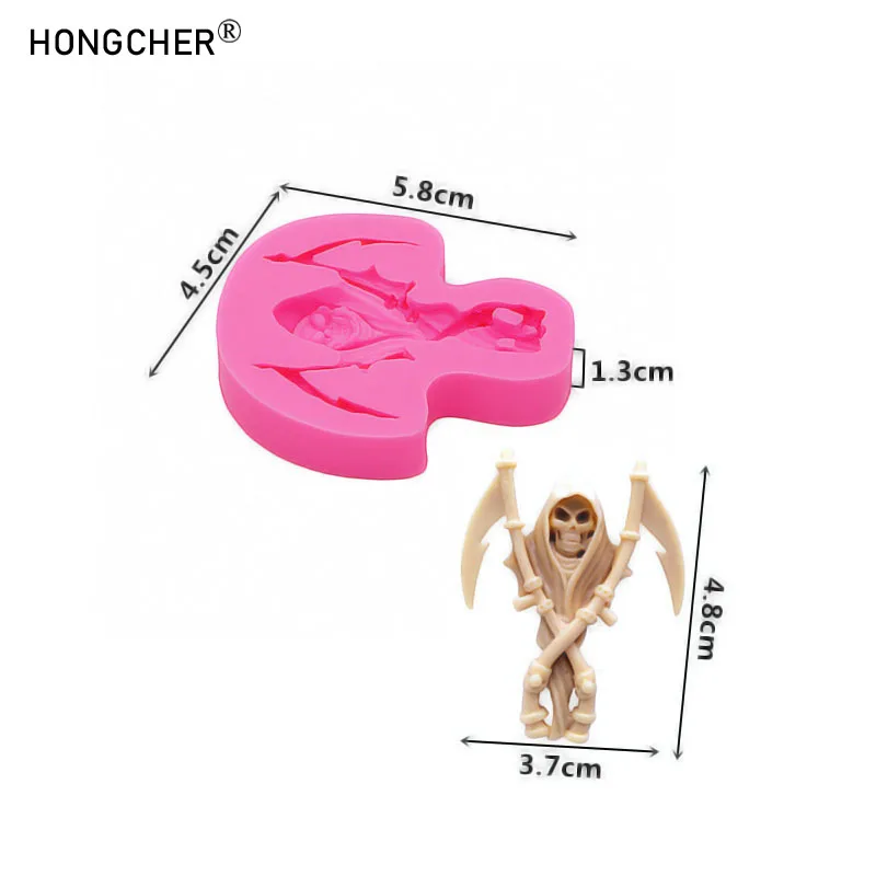 Halloween sickle skull man resin jewelry necklace pendant accessories drip mold chocolate cake dessert decoration silicone molds