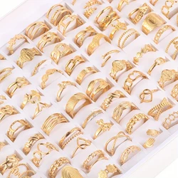 10Pcs/Lot Fashion Stacking Stainless Steel Rings For Women Men Mix Style Open Adjustion Jewelry Party Gifts