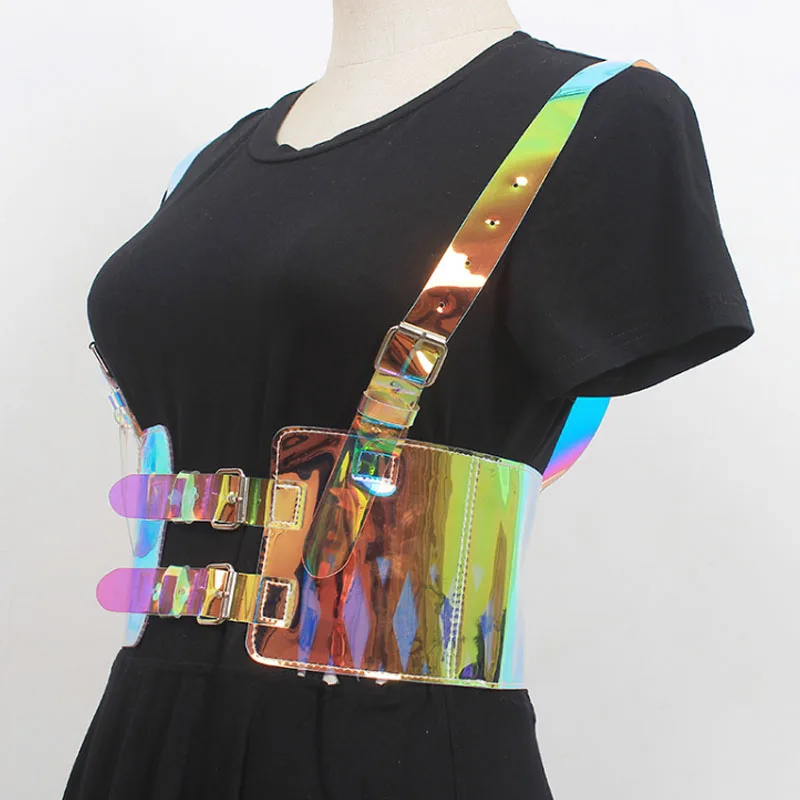 Retro Punk Strap Cummerbunds Sexy Women PVC Belt Decorative Shirt Dress PU Leather Smooth Buckle Vest Harness Waistband Women