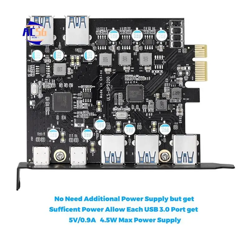

AC56-7-Port PCI-E To Type C (2), With 2 Rear USB 3.0 Ports PCI Express Card Desktop PC PCI-E To USB 3.0 Expansion Card
