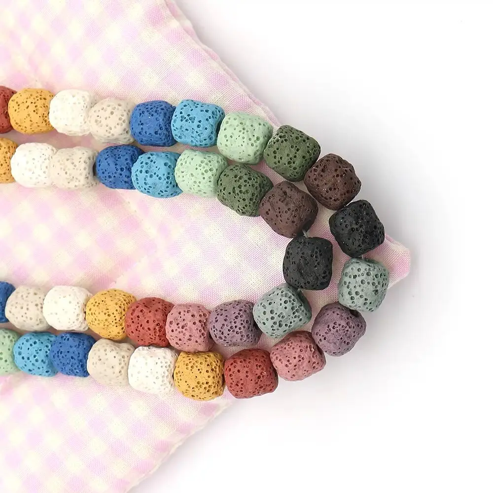 

12x12mm Dyed Volcanic Rock Irregular Raw Stone Beads Mixed-Color Semi-Precious Straight Hole Necklace Bracelet Jewelry Component