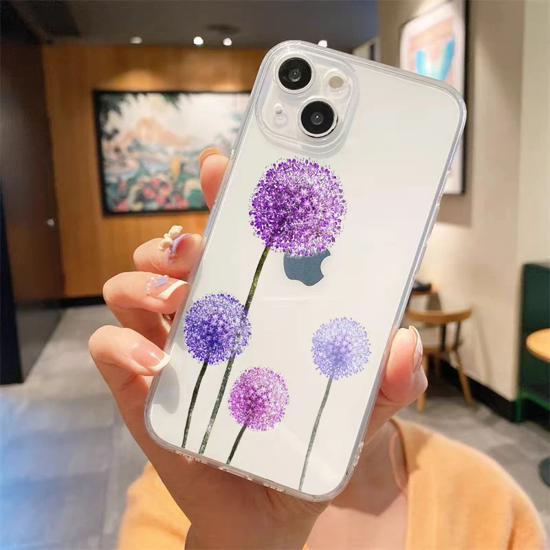 sunflower Flower Lavender Purple Luxury Transparent Phone Case For