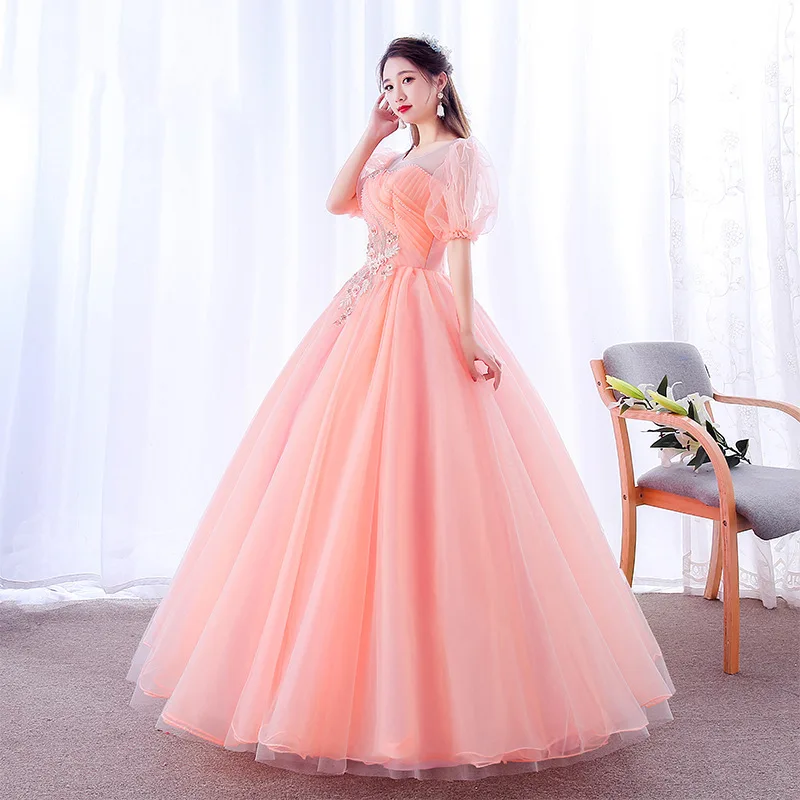 DSP A Line Puff Sleeves Quinceanera Dress for Girl 15 Years Old Birthday Party Dresses Elegant Tulle Beading Prom Dress 2024