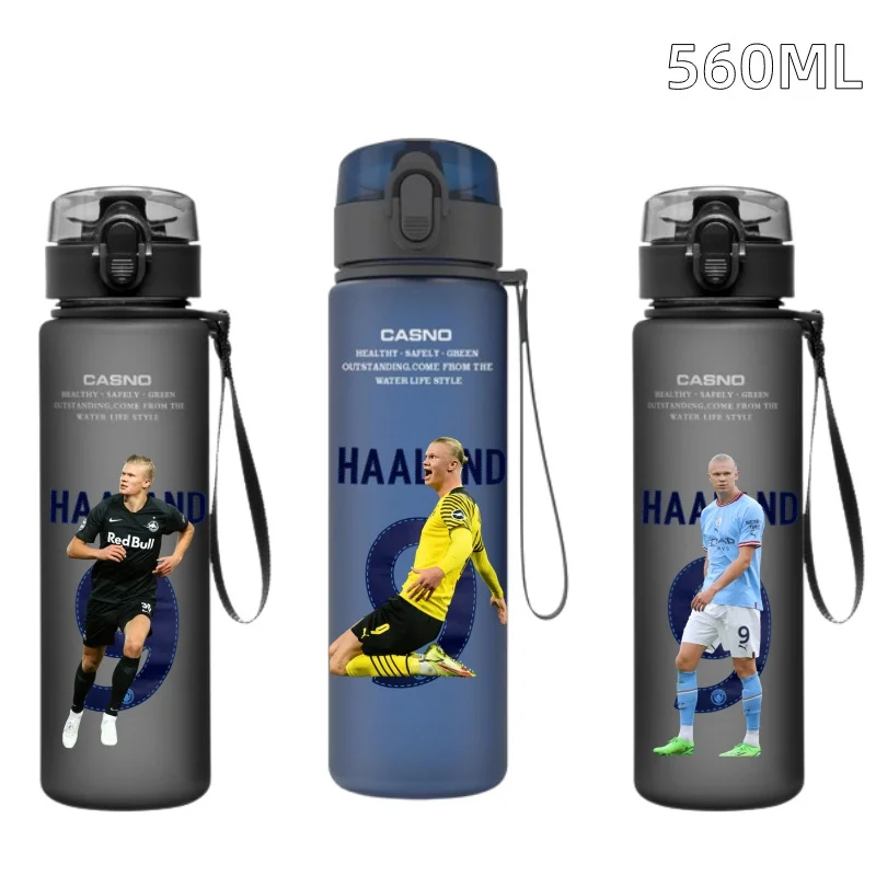 560ML 2024 FiFA Football Star Water Cup Erling Haaland Large Capacity Water Cup Portable Plastic Outdoor Sport Water Bottl