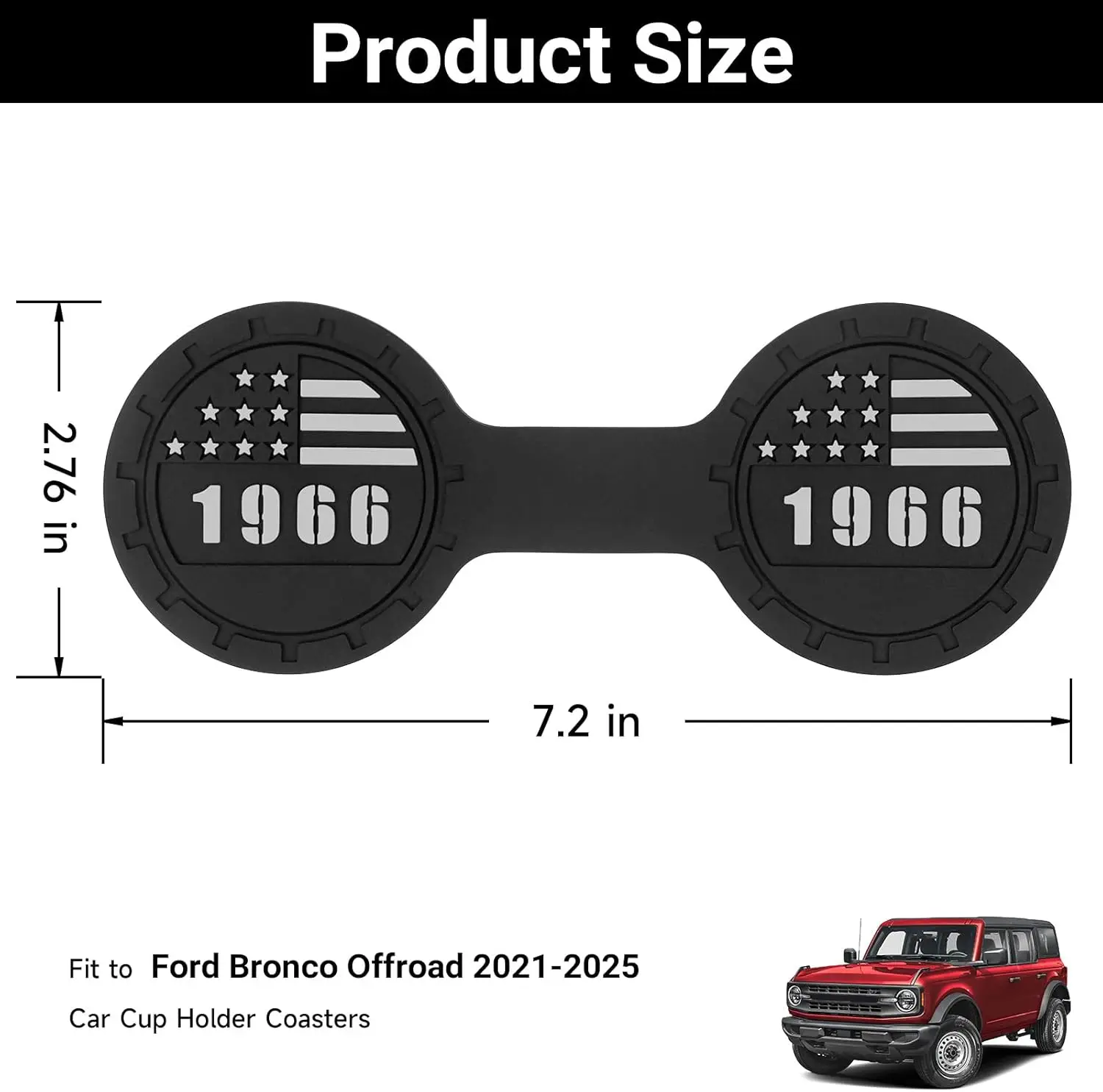 Car Cup Holder Coaster for Ford Bronco Offroad 2021-2025 Silicone Car Coasters Cupholder Insert Water Bottle Holders Pads Mat Li