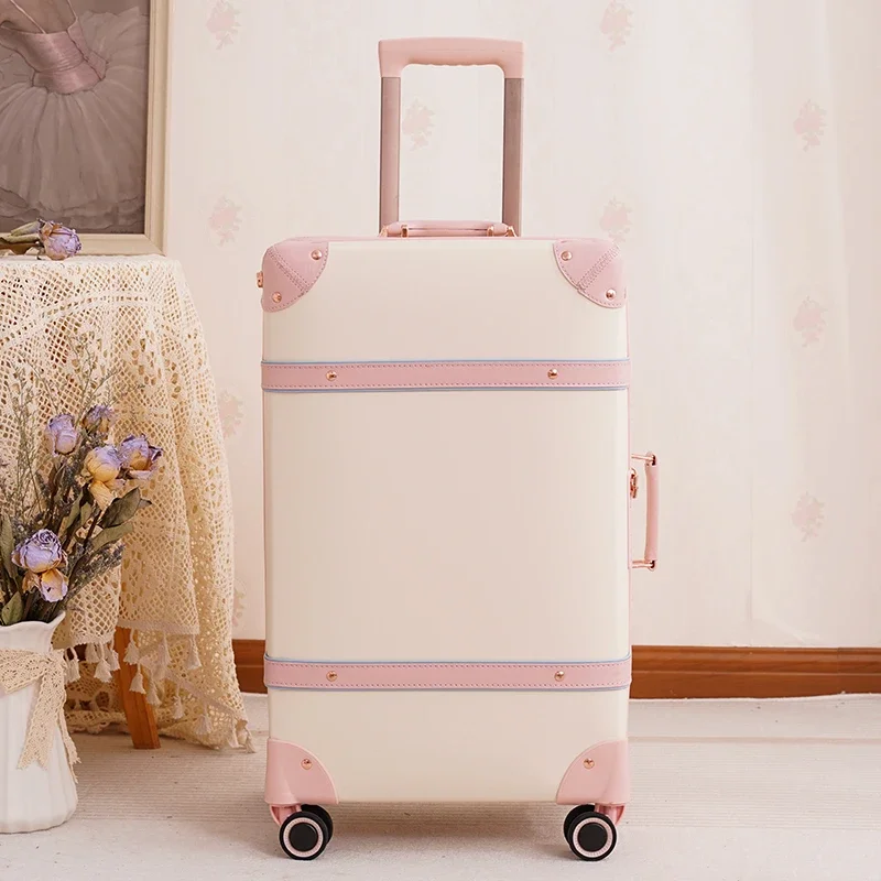 Vintage Suitcase High Quality Rolling Luggage Spinner Cabin Carrier 20 inch Suitcases Student Trolley Case Female Travel Bags