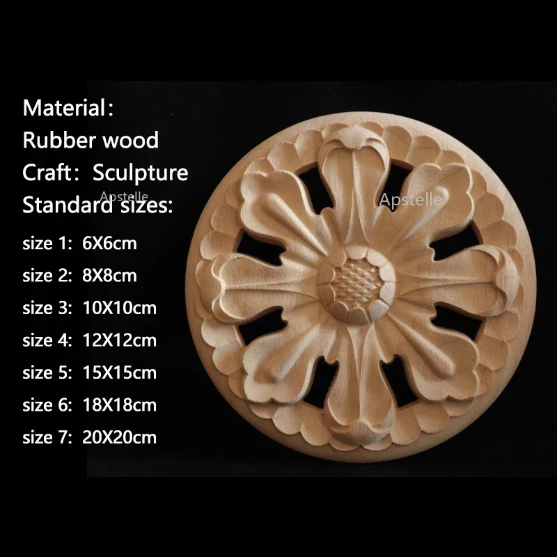 Solid Wood Round Decal European-style Furniture Decoration Accessories Wholesale and Retail Openwork Circle