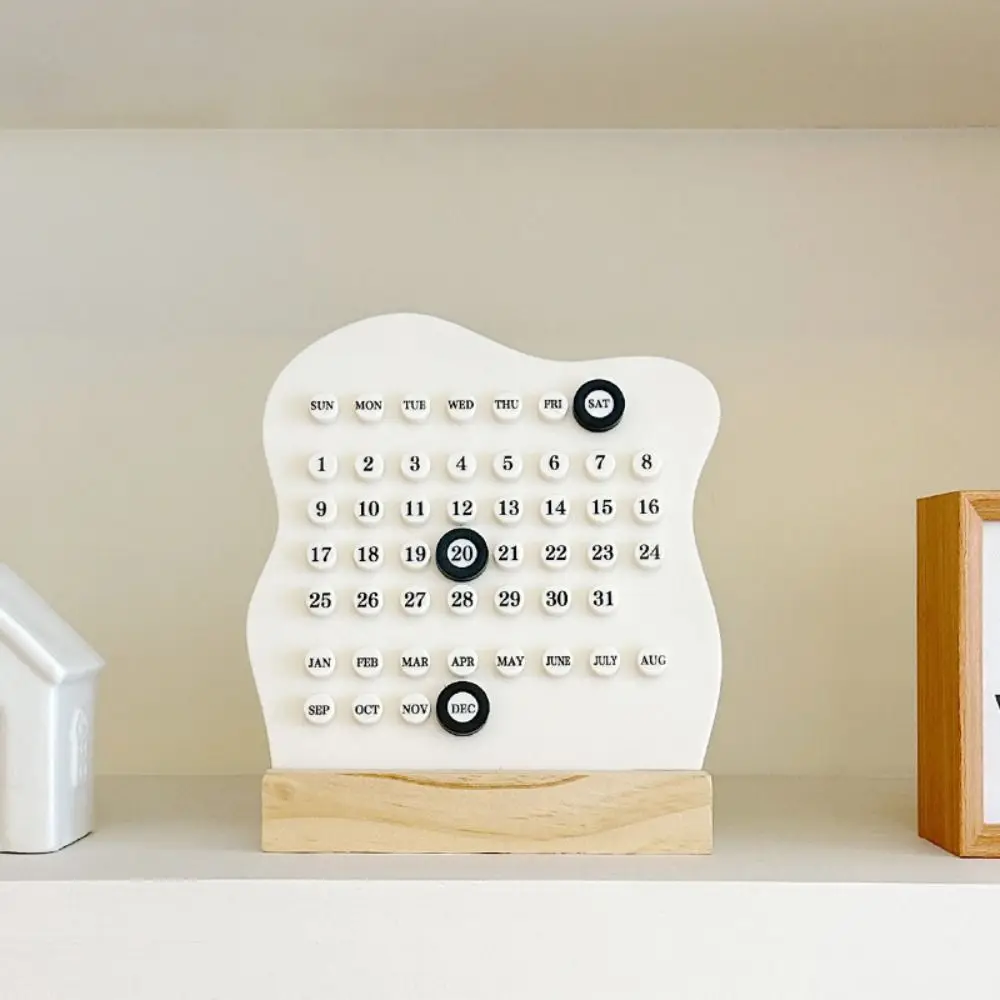 Kreatywny kalendarz wieczny z regulacją miesiąca i daty, kalendarz Montessori, kalendarz DIY, drewniana podstawa.