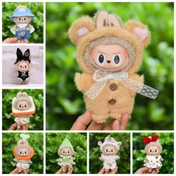 Mini ropa de peluche Kawaii para muñecas, accesorios para traje, Kpop, Exo, Labubu, Idol, falda, capucha, regalo para niños, 17cm