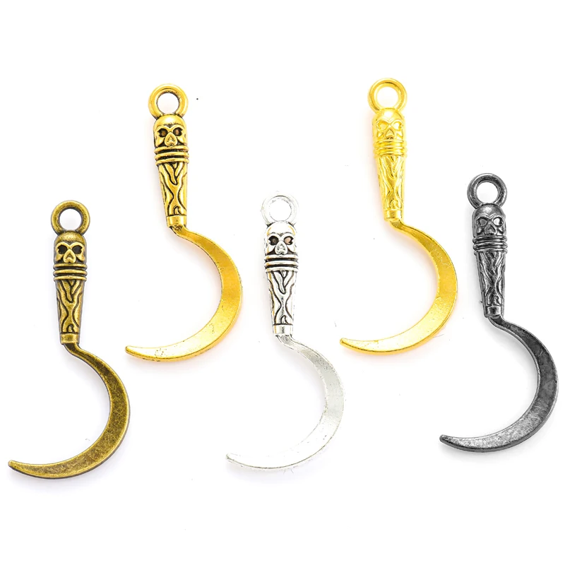 15PCS 5 Colors tool Alloy Charms Sickle Pendants For DIY Handmade Jewelry Accessories Making M90 30X12mm