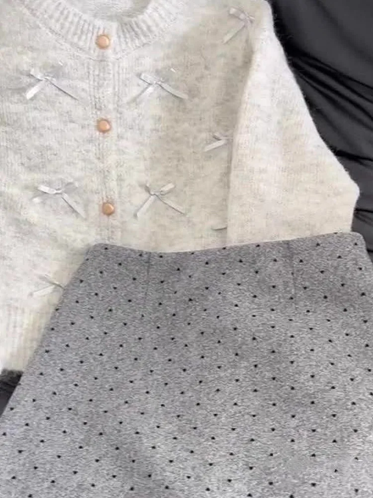 Autumn Winter 2025 plus Size Polka Dot Woolen  Skirt Women's High Waist A-Line Slimming Trendy Half-length Skirts